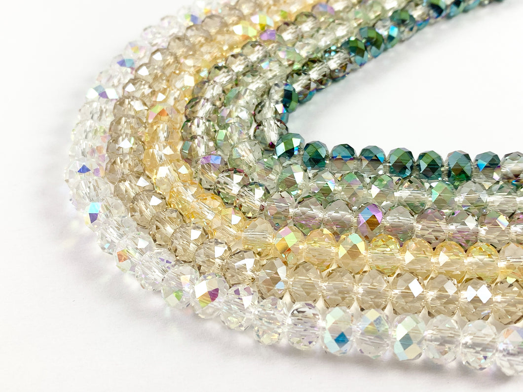 6x8mm High Quality Crystal Rondelle Faceted Shiny Rondel Crystal Beads Strand Available in 6 Colors