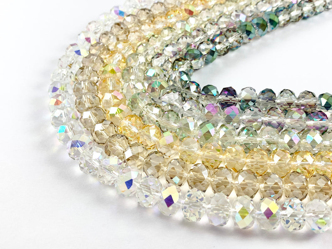 8x10mm High Quality Crystal Rondelle Faceted Shiny Rondel Crystal Beads Strand Available in 6 Colors