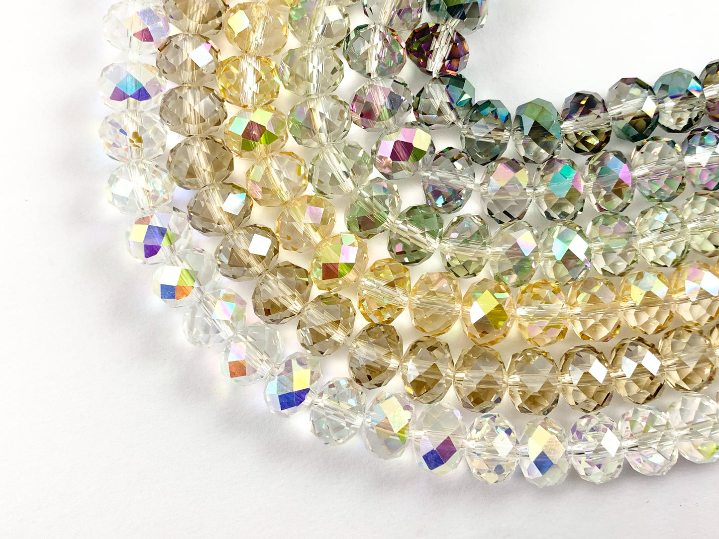 8x10mm High Quality Crystal Rondelle Faceted Shiny Rondel Crystal Beads Strand Available in 6 Colors