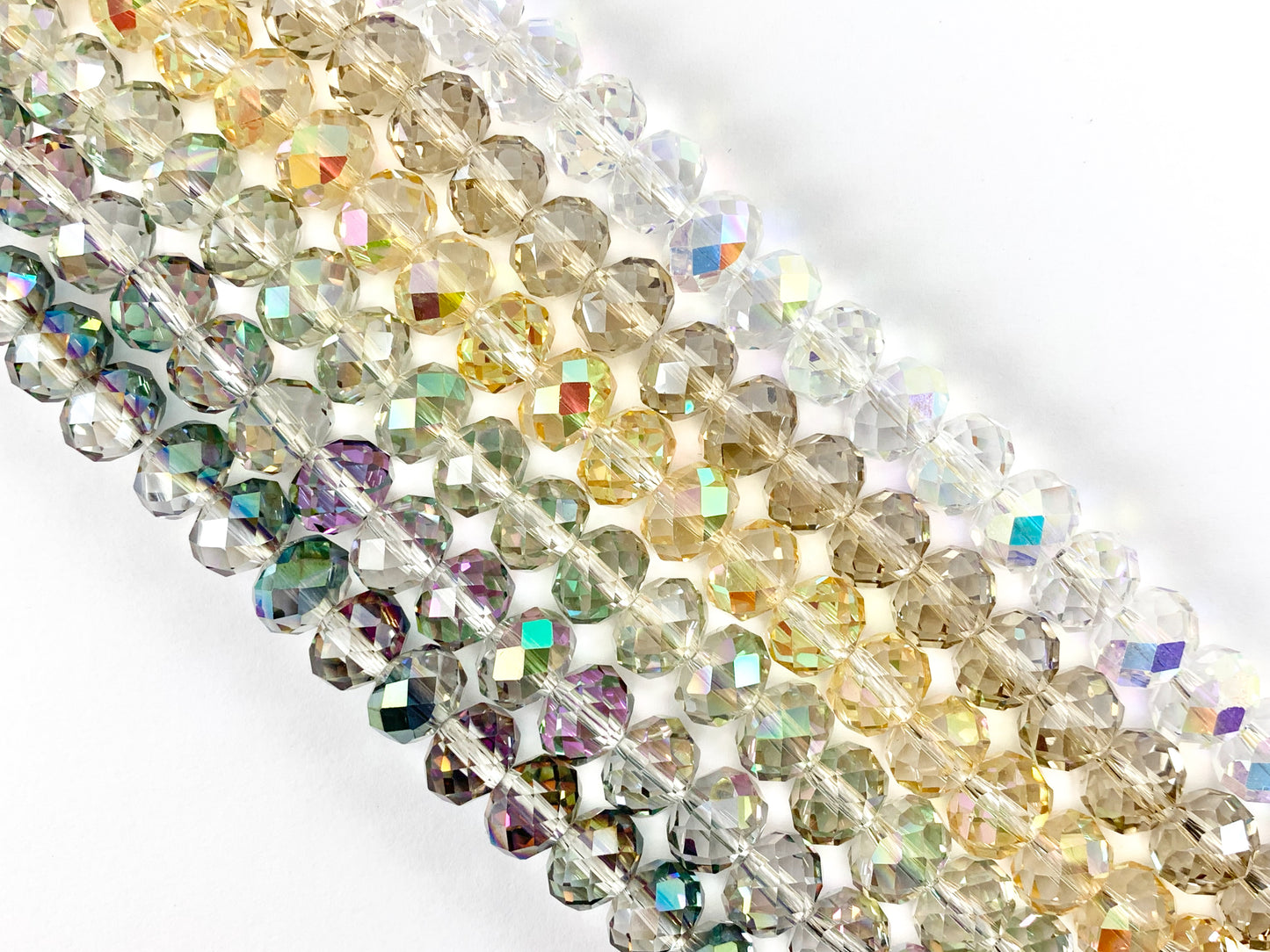 8x10mm High Quality Crystal Rondelle Faceted Shiny Rondel Crystal Beads Strand Available in 6 Colors