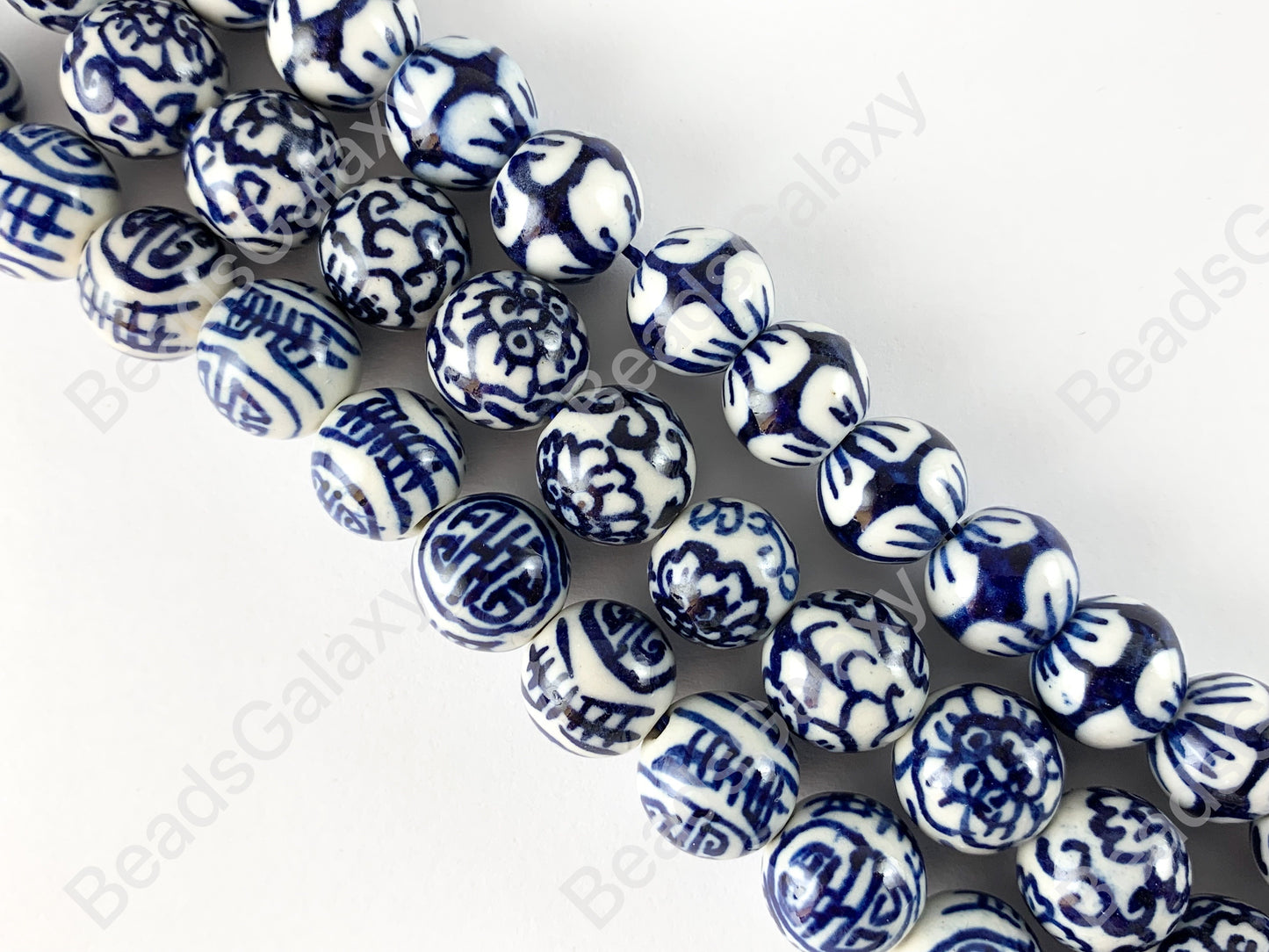 12mm pintado a mano China porcelana cerámica azul blanco Cloisonne Vintage cuentas redondas antiguas