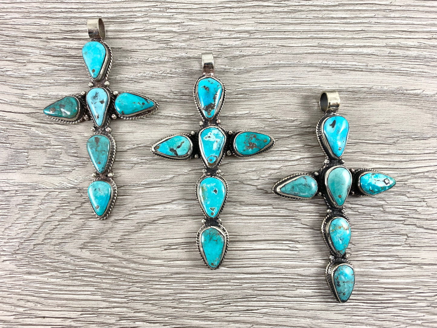 Tibetan Silver Natural Turquoise Cross Pendant Handmade Pendant