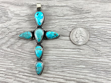 Load image into Gallery viewer, Tibetan Silver Natural Turquoise Cross Pendant Handmade Pendant
