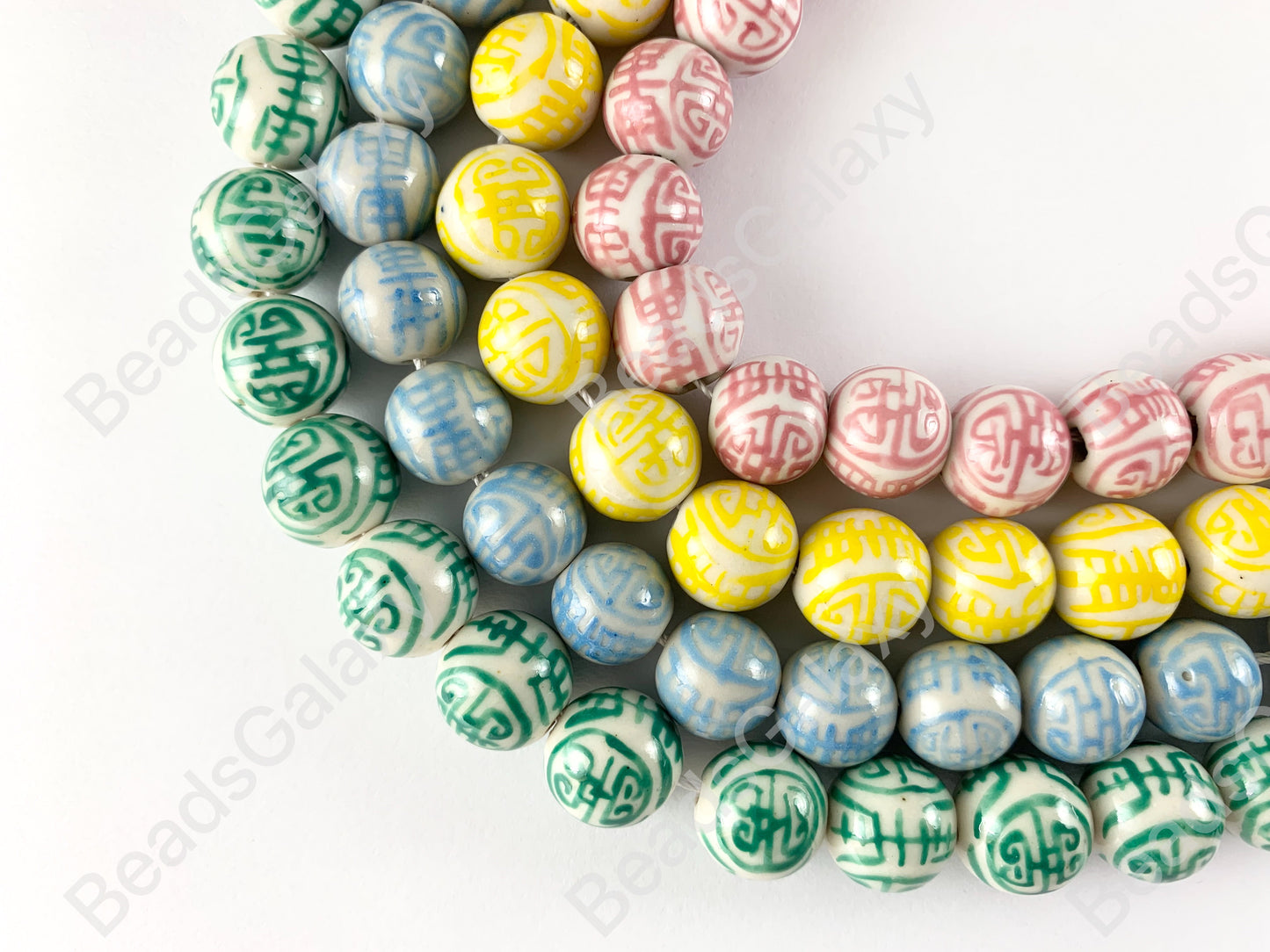 12mm pintado a mano China porcelana cerámica rosa azul amarillo verde Cloisonne Vintage cuentas redondas antiguas