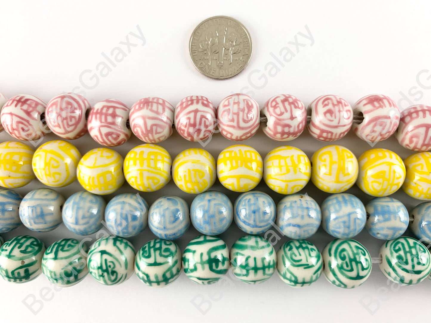 12mm pintado a mano China porcelana cerámica rosa azul amarillo verde Cloisonne Vintage cuentas redondas antiguas