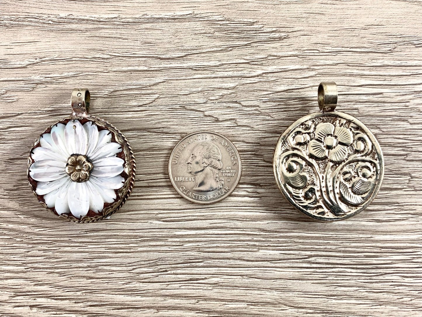 Tibetan Silver Bone Flower Pendant And White Lip Shell Flower Pendant Handmade Hand Carved Pendant