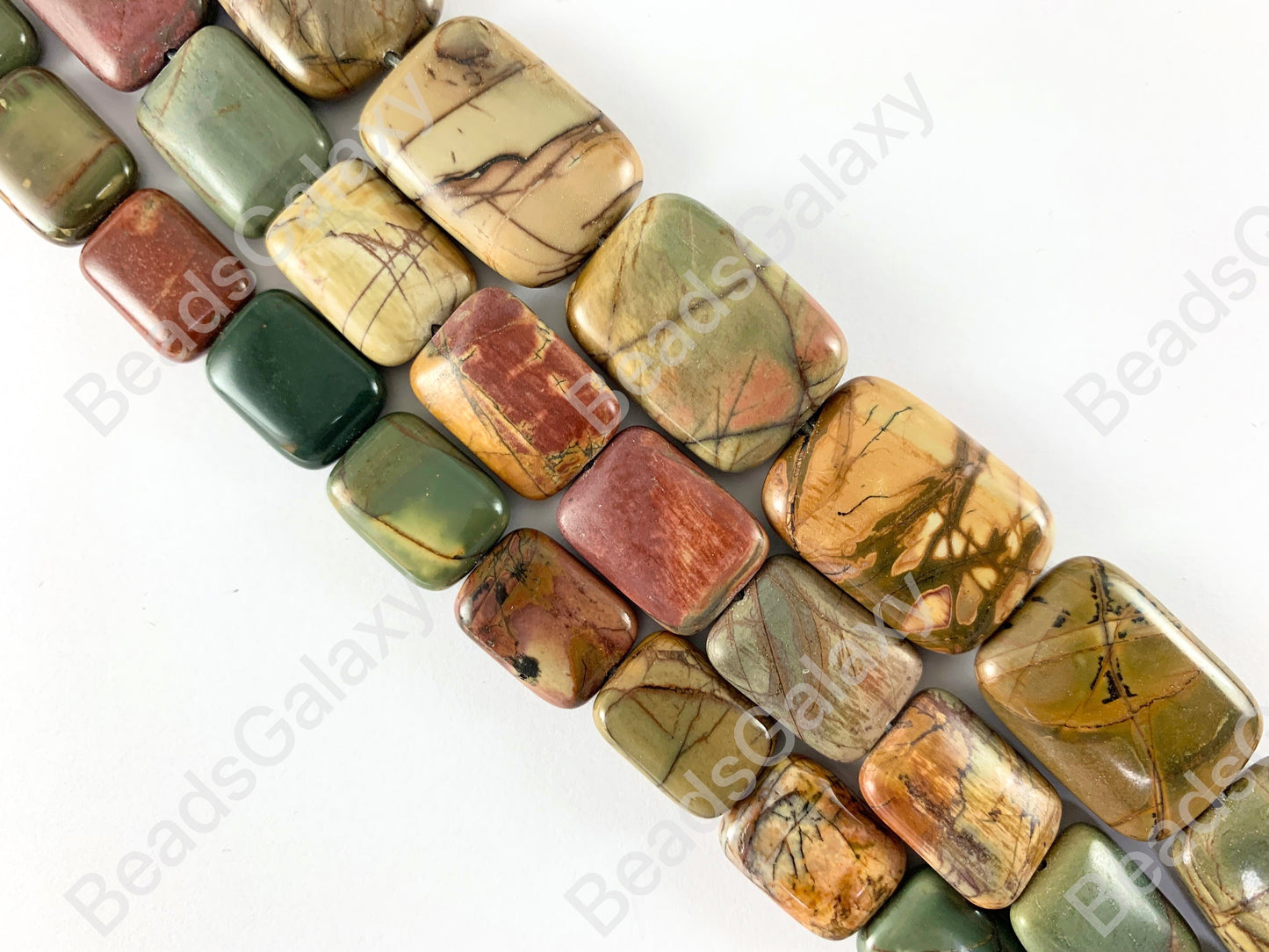 Picasso Jasper/Red Creek Jasper Rectangle Smooth Flat Natural Stone Beads Perfect Fall Color Gemstone Around 14"- 15"