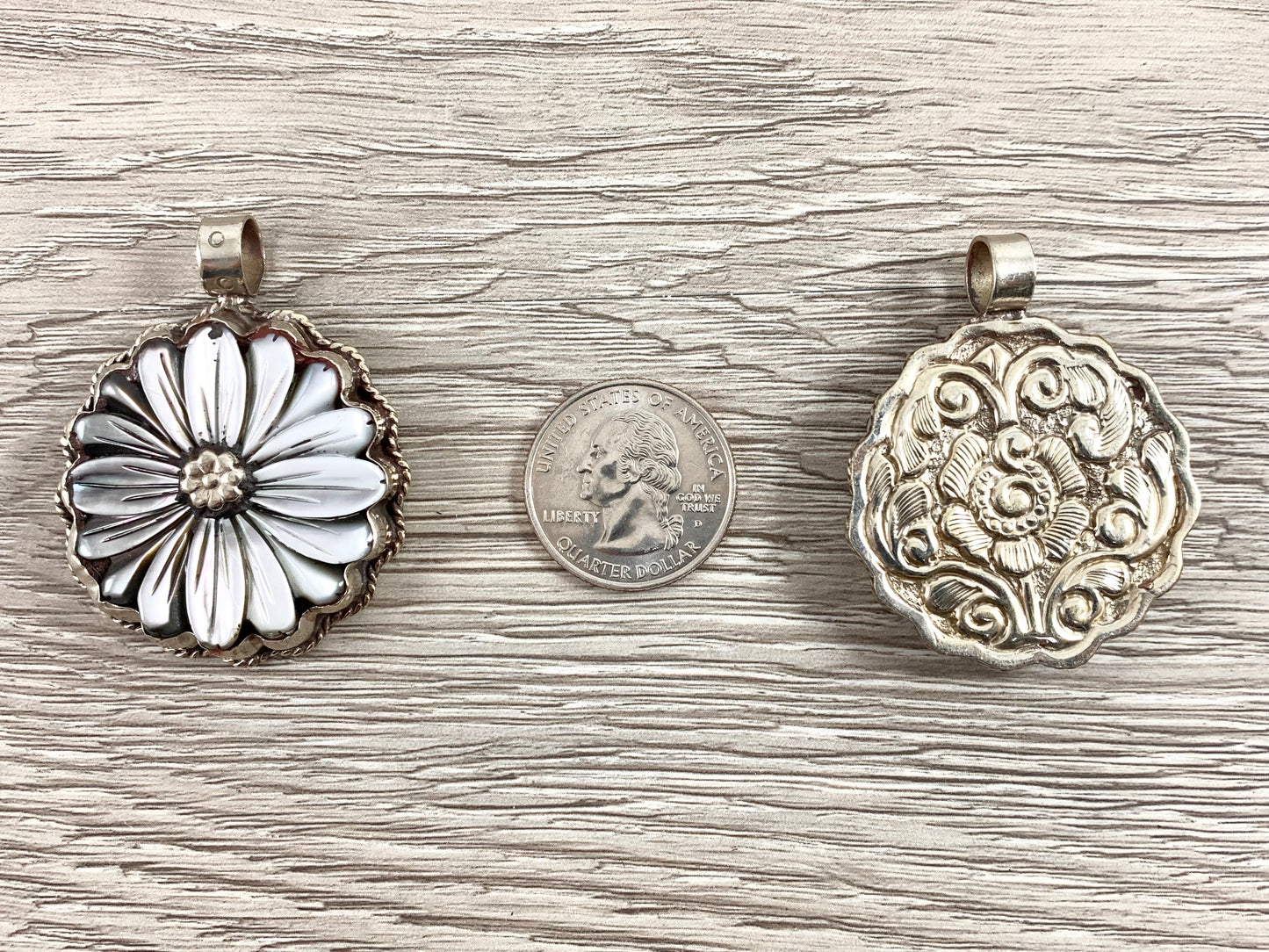 Tibetan Silver Bone Flower Pendant And White Lip Shell Flower Pendant Handmade Hand Carved Pendant