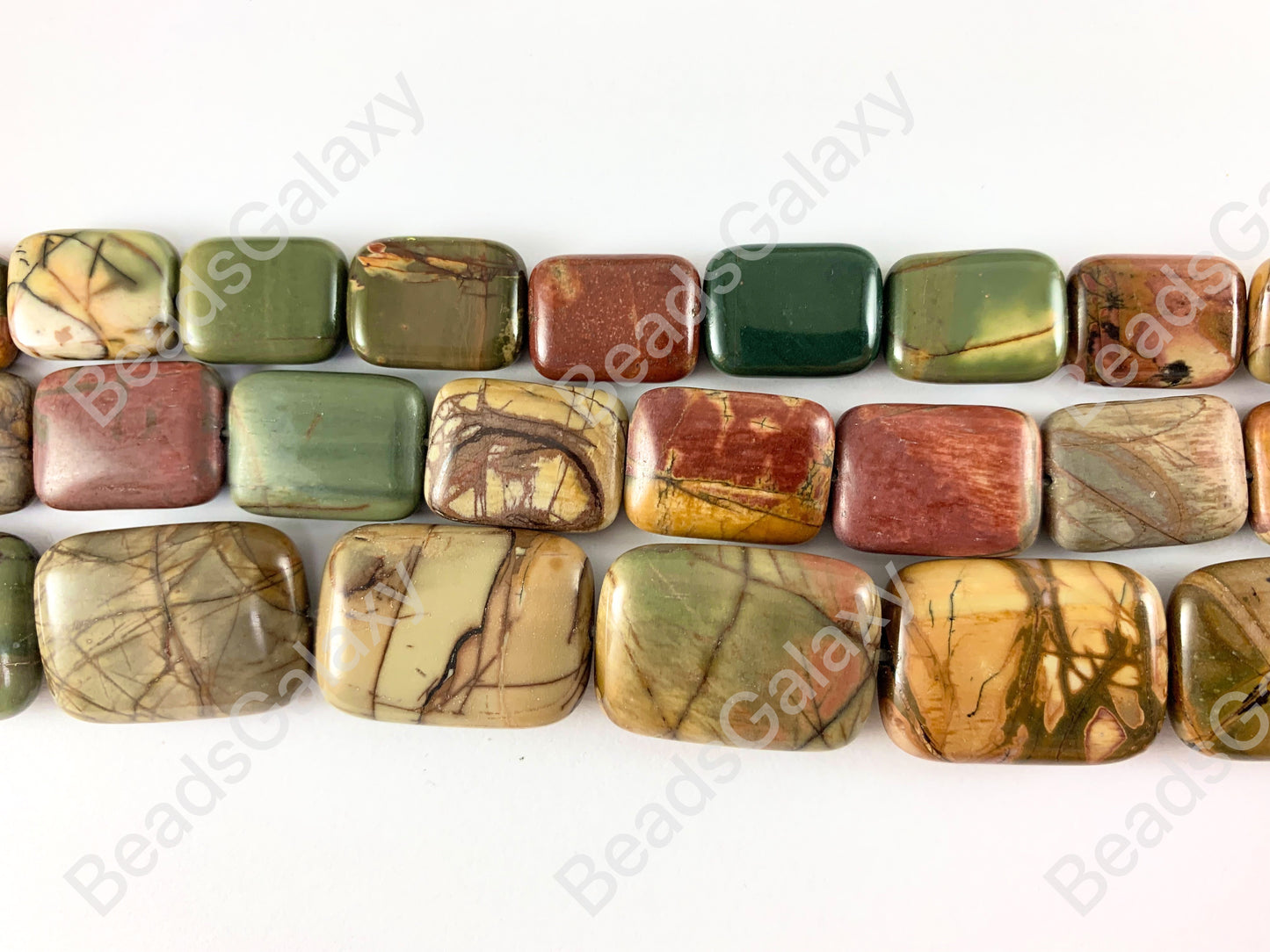 Picasso Jasper/Red Creek Jasper Rectangle Smooth Flat Natural Stone Beads Perfect Fall Color Gemstone Around 14"- 15"