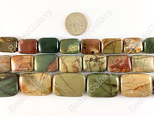 Cargar imagen en el visor de la galería, Picasso Jasper/Red Creek Jasper Rectángulo Suave Plana Cuentas de Piedra Natural Perfecta Color de Otoño Piedra Preciosa Alrededor de 14&quot;- 15&quot;
