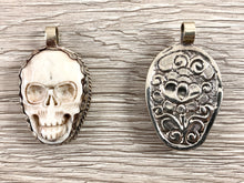 Load image into Gallery viewer, Tibetan Silver Bone Skull Pendant Handmade Hand Carved Pendant
