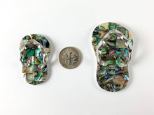 Load image into Gallery viewer, Abalone and Trocas Shell Flip Flop Beach Sandal Pendant &amp; Matching Earrings Summer Time Beach Jewelry
