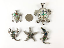 Load image into Gallery viewer, Natural Abalone White Lip Shell Animals Rhinestone Pendant Turtle Scorpion Starfish Crocodile/Alligator Beach Jewelry Decoration
