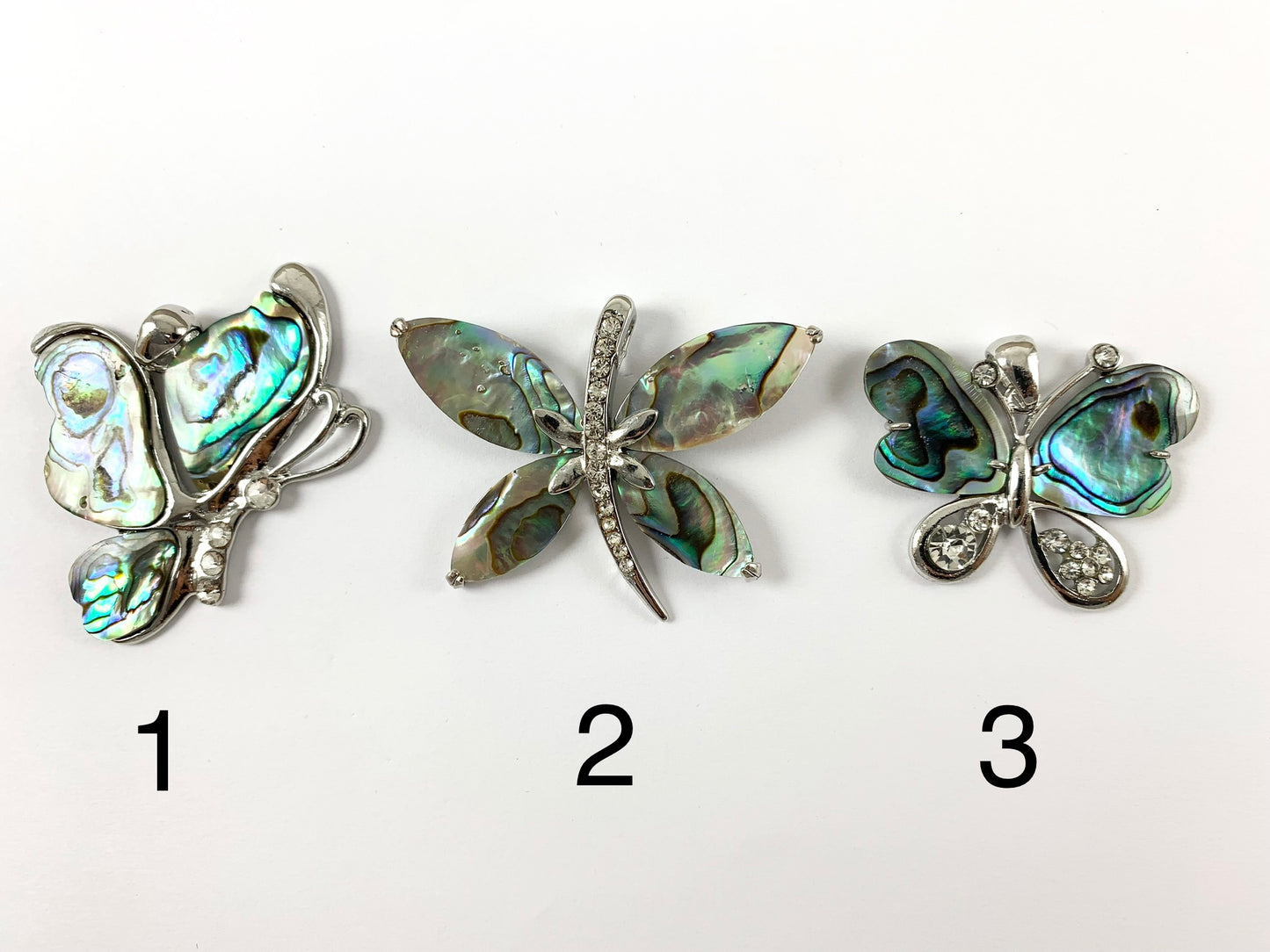 Natural Abalone Shell Large Butterfly Rhinestone Pendant Summer Spring Jewelry