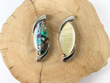 Load image into Gallery viewer, Natural Abalone &amp; Yellow Trocas Shell Marquis Shape Silver Pendant Beach Jewelry/Decoration for Summer Time!
