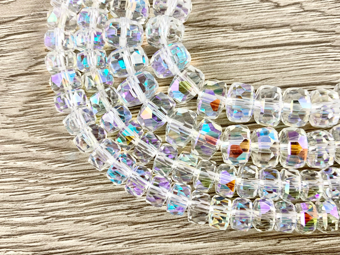 Hilo de cuentas de cristal AB Rondel transparente súper brillante facetado con forma de rueda de cristal de alta calidad disponible en 2 tamaños