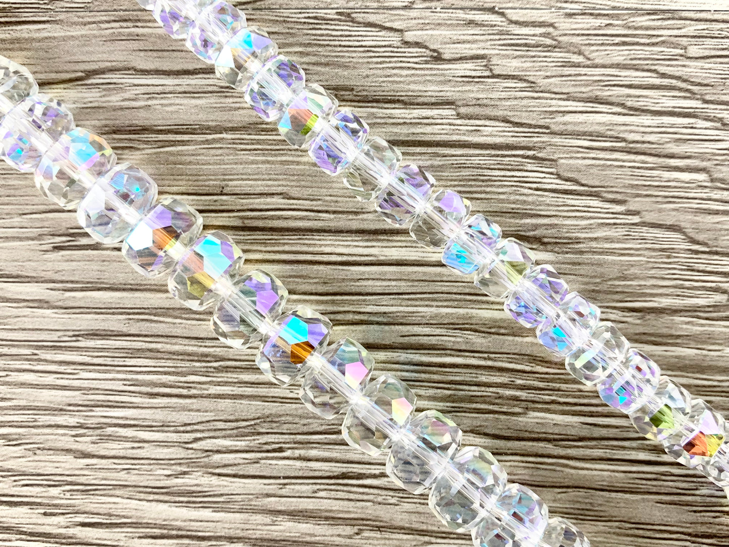 Hilo de cuentas de cristal AB Rondel transparente súper brillante facetado con forma de rueda de cristal de alta calidad disponible en 2 tamaños