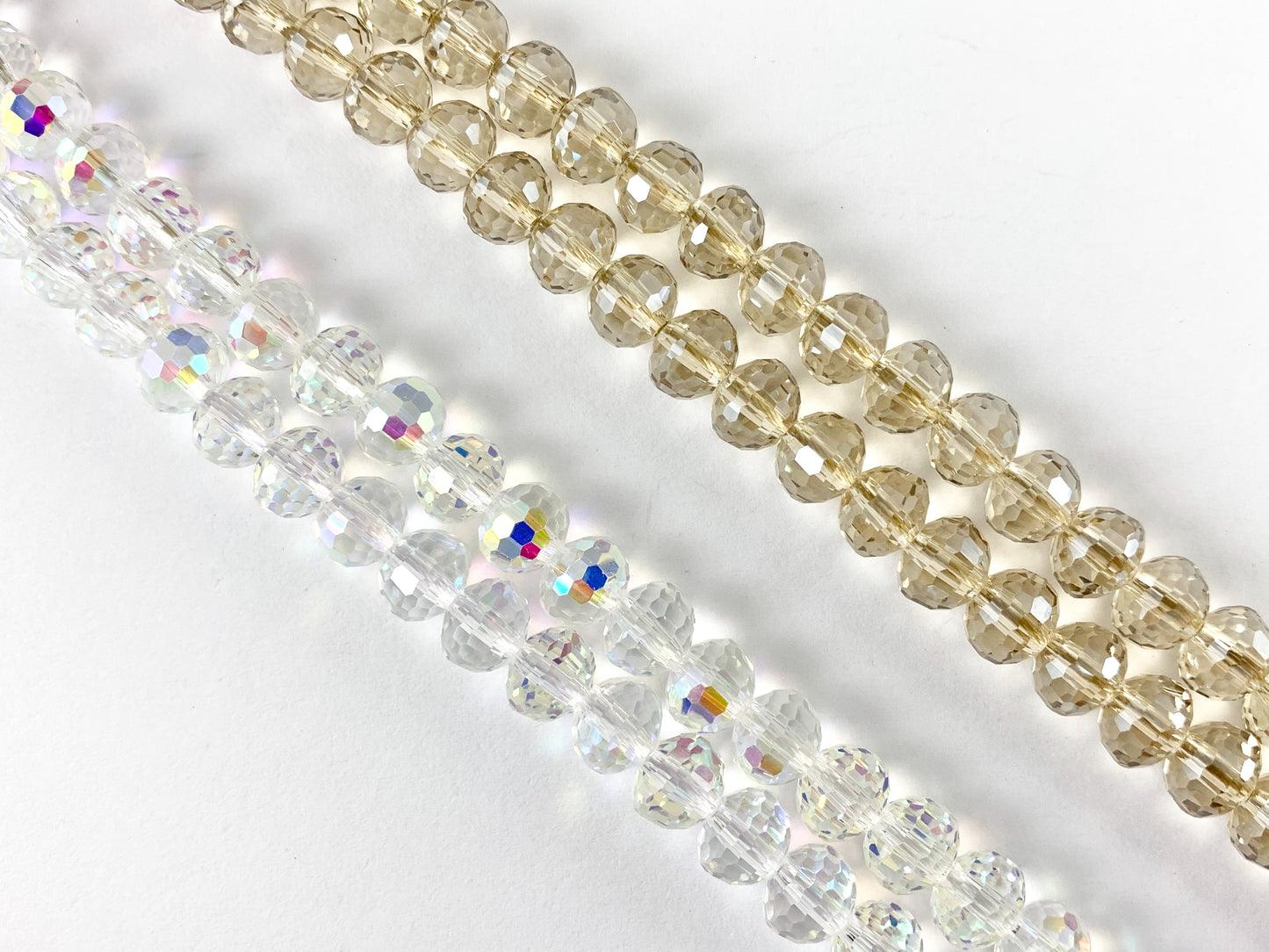 6x7.5mm High Quality Crystal Puffy Rondelle Faceted Super Shiny Rondel Crystal Beads Strand Available in Clear AB & Champagne Color