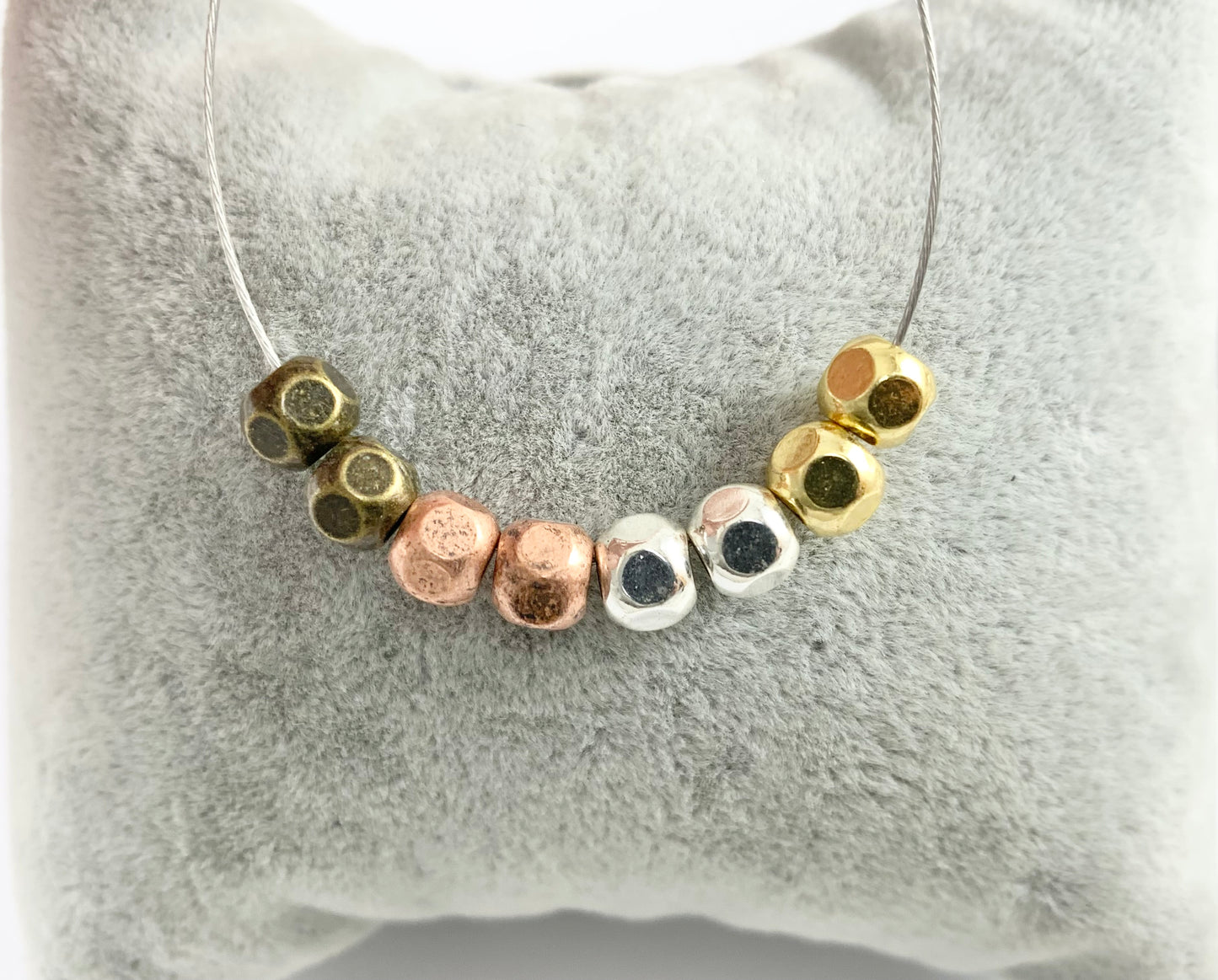 5x7mm Pewter Faceted Round Spacer Beads Large Hole Nugget Space Beads for Jewelry Making Antique Gold, Silver, Bronze, Copper