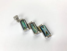 Load image into Gallery viewer, Abalone Shell Triple Bar Rectangle Rhinestone Silver Pendant
