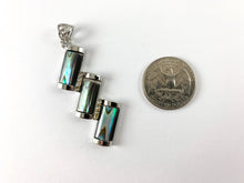 Load image into Gallery viewer, Abalone Shell Triple Bar Rectangle Rhinestone Silver Pendant
