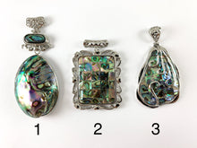 Load image into Gallery viewer, Abalone Large Oval Rectangle Teardrop Shape Pendant with Filigree Silver Wire Beach Jewelry
