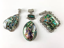 Load image into Gallery viewer, Abalone Large Oval Rectangle Teardrop Shape Pendant with Filigree Silver Wire Beach Jewelry
