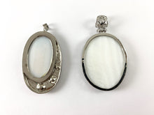 Load image into Gallery viewer, Black Lip Shell Oval Shape Silver Rhinestone Pendant For Jewelry Making and Craft
