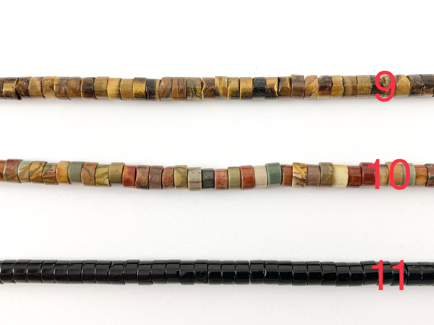 4mm Assorted Stone Heishi Beads Rose Quartz, Natural White Howlite, Amazonite, Picture Jasper, Gold Stone, Tiger's Eye Etc Around 15-16"