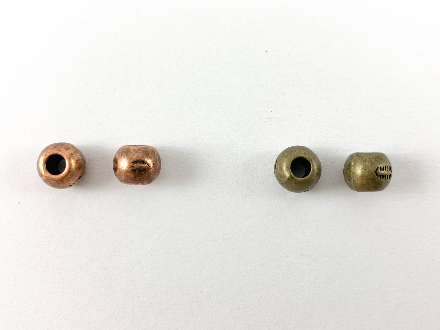 Peltre brillante tallado grabado espaciador redondo cuentas con orificio grande oro rosado, oro, plata, bronce, cobre