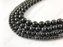 Load image into Gallery viewer, Natural Solid Black Shungite Round Smooth Beads Lightweight Shiny Natural Gemstone Healing Beads Around 15&quot;
