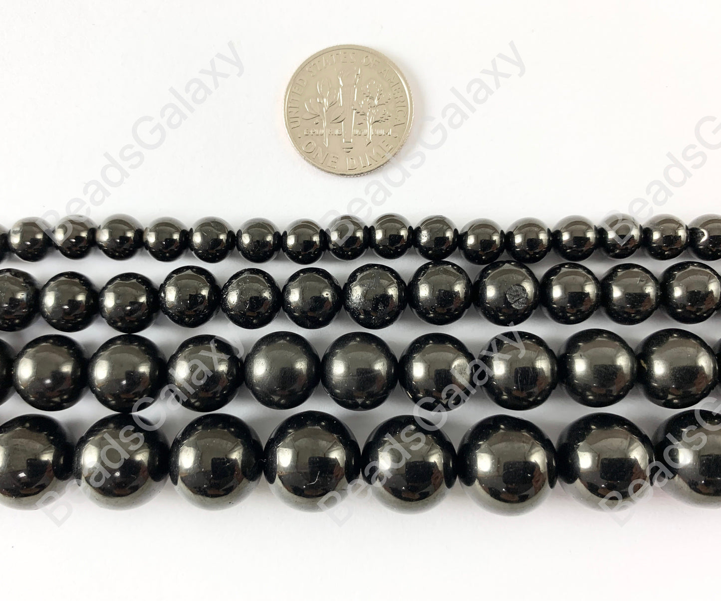 Natural Solid Black Shungite Round Smooth Beads Lightweight Shiny Natural Gemstone Healing Beads Around 15"