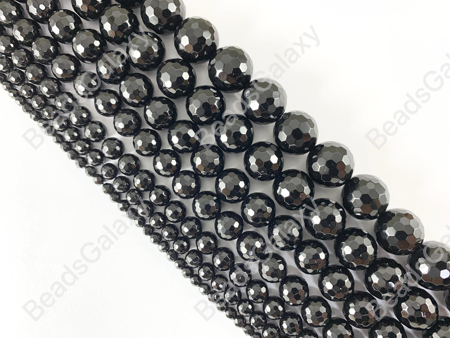 Grade AAA Solid Black Onyx Fine Cut Round Faceted Shiny Natural Gemstone Beads High Quality Healing Stone 4mm-16mm Around 15"