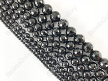 Load image into Gallery viewer, Grade AAA Solid Black Onyx Fine Cut Round Faceted Shiny Natural Gemstone Beads High Quality Healing Stone 4mm-16mm Around 15&quot;
