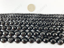 Load image into Gallery viewer, Grade AAA Solid Black Onyx Fine Cut Round Faceted Shiny Natural Gemstone Beads High Quality Healing Stone 4mm-16mm Around 15&quot;
