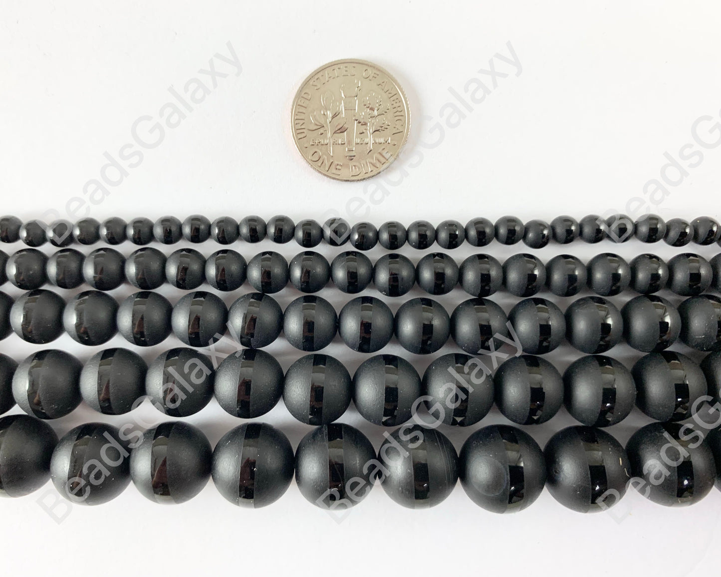 Grade AAA Matte Solid Black Onyx Round Beads with Shiny Stripe Natural Gemstone Beads High Quality Healing Stone 4mm-12mm Around 15"