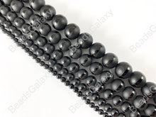 Load image into Gallery viewer, Grade AAA Matte Solid Black Onyx Round Beads with Shiny Stripe Natural Gemstone Beads High Quality Healing Stone 4mm-12mm Around 15&quot;
