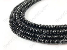 Load image into Gallery viewer, Grade AAA Solid Black Onyx Rondelle Smooth Shiny Natural Gemstone Beads High Quality Healing Stone 6mm 8mm Around 15&quot;
