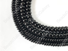 Load image into Gallery viewer, Grade AAA Solid Black Onyx Rondelle Smooth Shiny Natural Gemstone Beads High Quality Healing Stone 6mm 8mm Around 15&quot;
