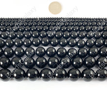 Cargar imagen en el visor de la galería, Grado AAA Ónix negro sólido redondo liso brillante cuentas de piedras preciosas naturales piedra curativa de alta calidad 3 mm-18 mm alrededor de 15 &quot;
