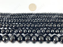 Load image into Gallery viewer, Grade AAA Solid Black Onyx Fine Cut Rondelle Faceted Shiny Natural Gemstone Beads High Quality Healing Stone 6mm-14mm Around 15&quot;
