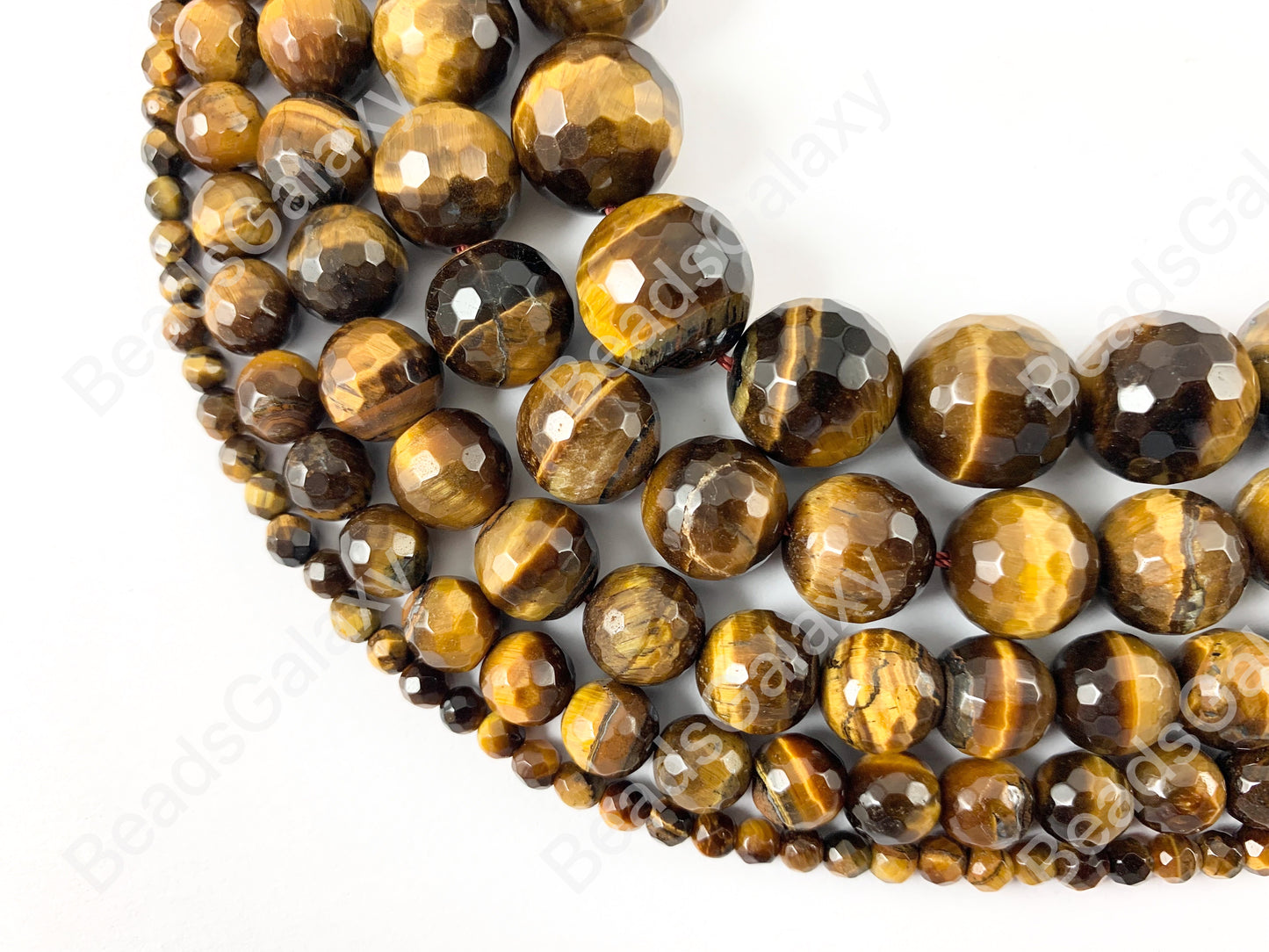 Cuentas redondas facetadas de ojo de tigre amarillo, piedras preciosas naturales brillantes, cuentas de energía curativa, pulsera para hombres y mujeres, 4-14mm alrededor de 15"