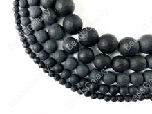 Load image into Gallery viewer, Matte Solid Black Onyx Round Faceted Natural Healing Gemstone Beads For Men&#39;s and Women&#39;s Bracelets 4-12mm Available Around 14&quot;-15&quot;
