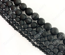 Cargar imagen en el visor de la galería, Cuentas de piedras preciosas curativas naturales facetadas redondas de ónix negro sólido mate para pulseras de hombres y mujeres de 4 a 12 mm disponibles alrededor de 14 a 15 pulgadas
