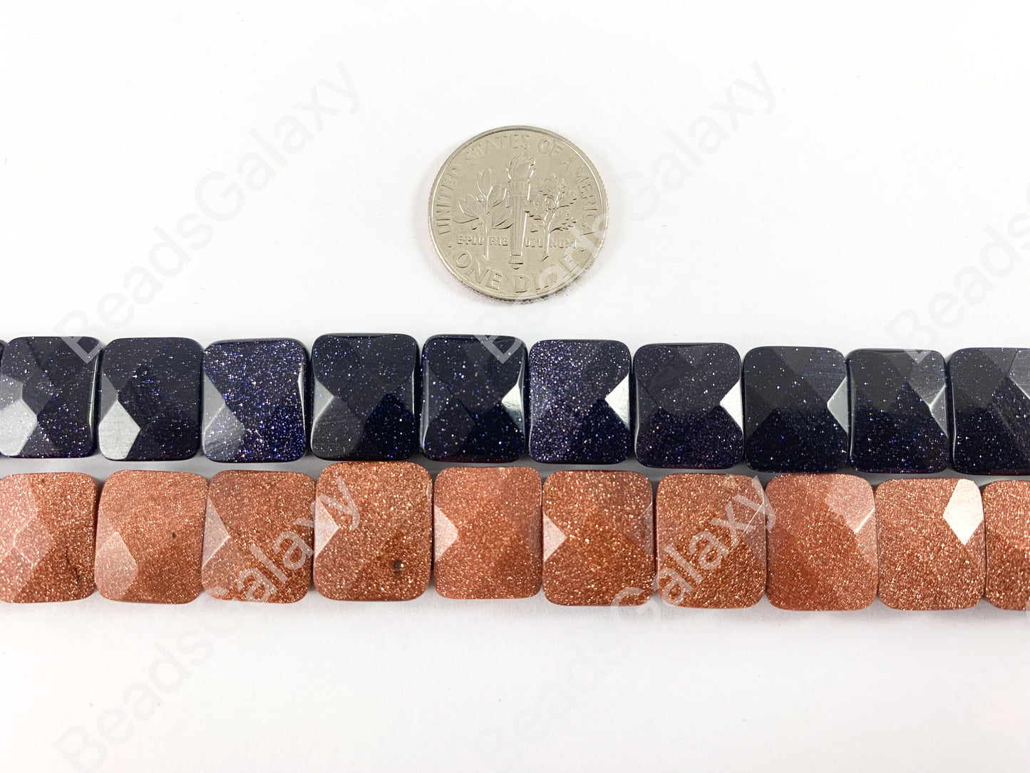 Marrón rojizo y azul oscuro, piedra dorada brillante, piedra dorada azul, rectángulo facetado, cuentas perforadas dobles para pulsera de alrededor de 15"