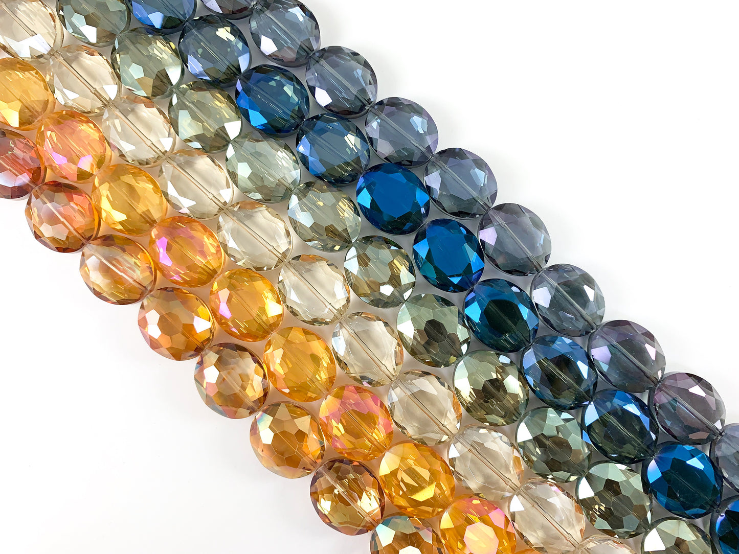 Faceted Shiny 20x24mm Dyed Glass Oval Crystal Beads 24 Colors Available Around 12"