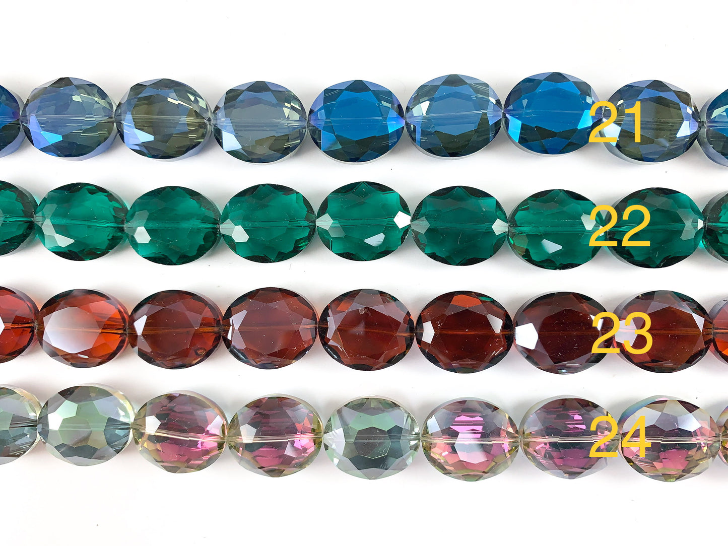 Faceted Shiny 20x24mm Dyed Glass Oval Crystal Beads 24 Colors Available Around 12"