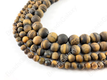 Load image into Gallery viewer, Matte Tiger&#39;s Eye Yellow Brown Round Smooth Natural Gemstone Beads 6-12mm Around 14&quot;-15&quot;
