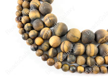 Load image into Gallery viewer, Matte Tiger&#39;s Eye Yellow Brown Round Smooth Natural Gemstone Beads 6-12mm Around 14&quot;-15&quot;
