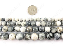 Load image into Gallery viewer, Black Plume Agate Dendritic Black &amp; White Natural Artistic Agate Round Smooth Shiny Beads for Men&#39;s and Women&#39;s Bracelets 6-12mm Around 15&quot;
